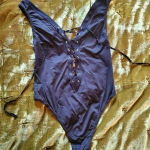 Victoria Secret Black Lace Up Teddy